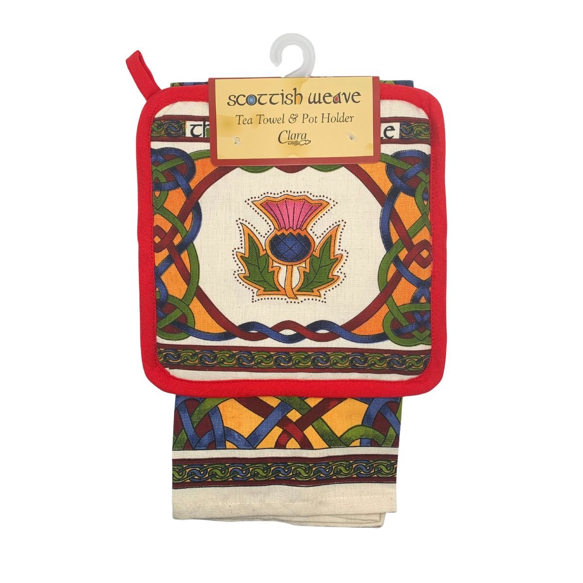 Scottish Tea Towel & Thistle Pot Holder Set- Scottish Weave - The Celtic Gift Store - Kitchenware