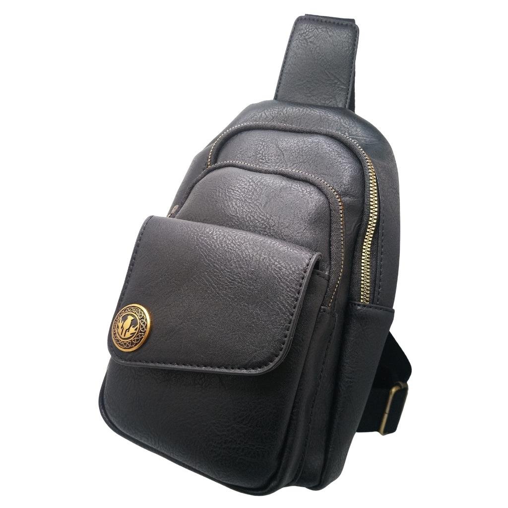 Scottish Thistle Corner Flap Sling Bag- Black