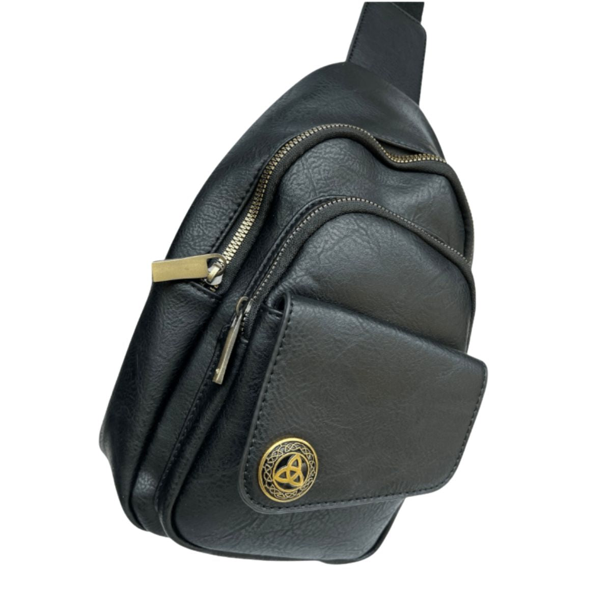 Scottish Thistle Corner Flap Sling Bag - Black