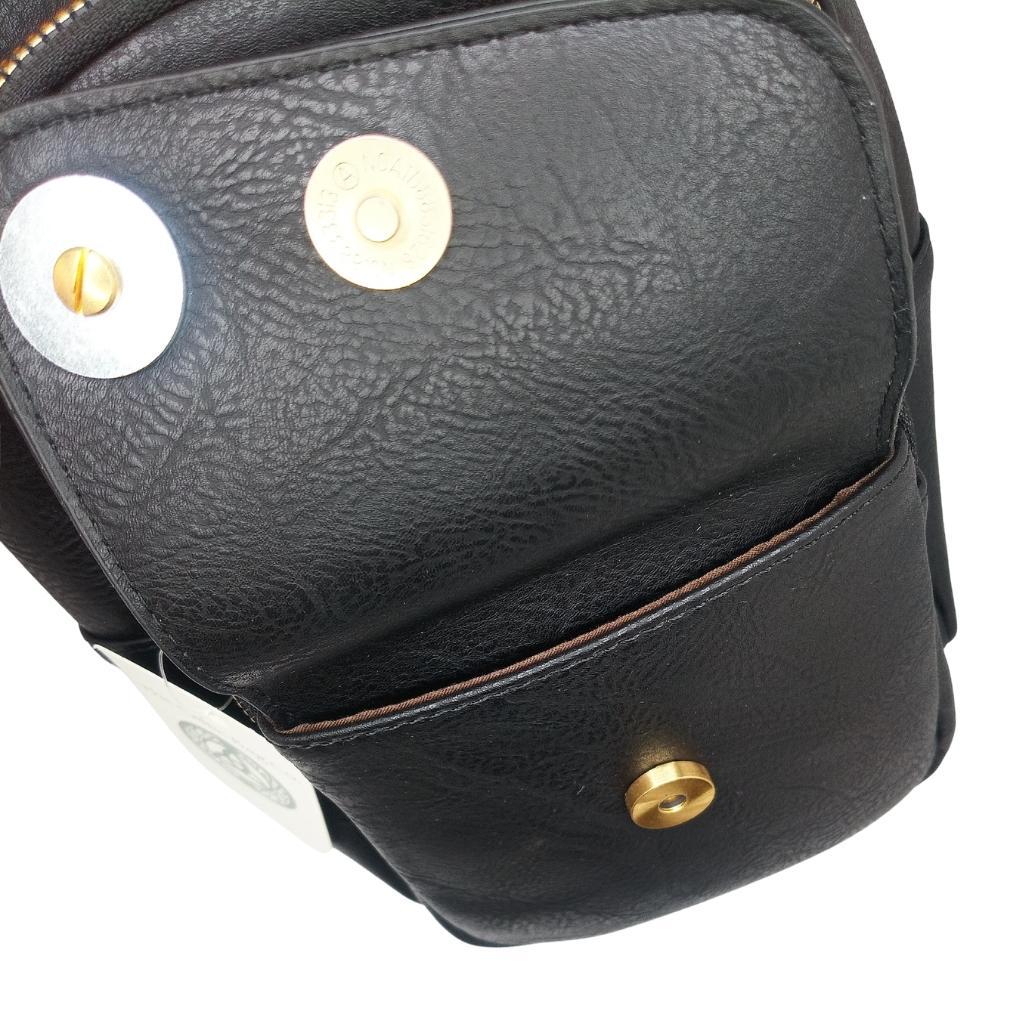 Scottish Thistle Corner Flap Sling Bag- Black
