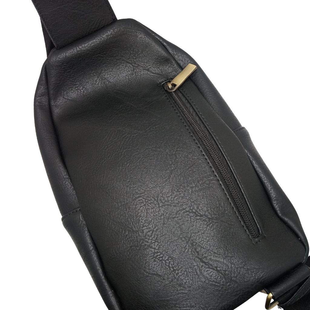 Scottish Thistle Corner Flap Sling Bag- Black