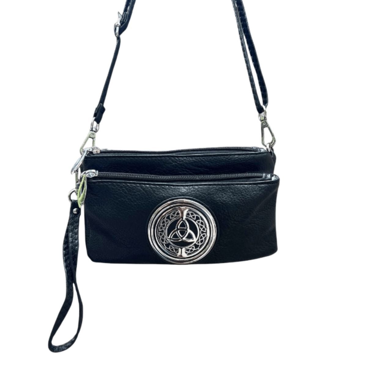 Scottish Thistle Tri Zip Pocket Bag - Black