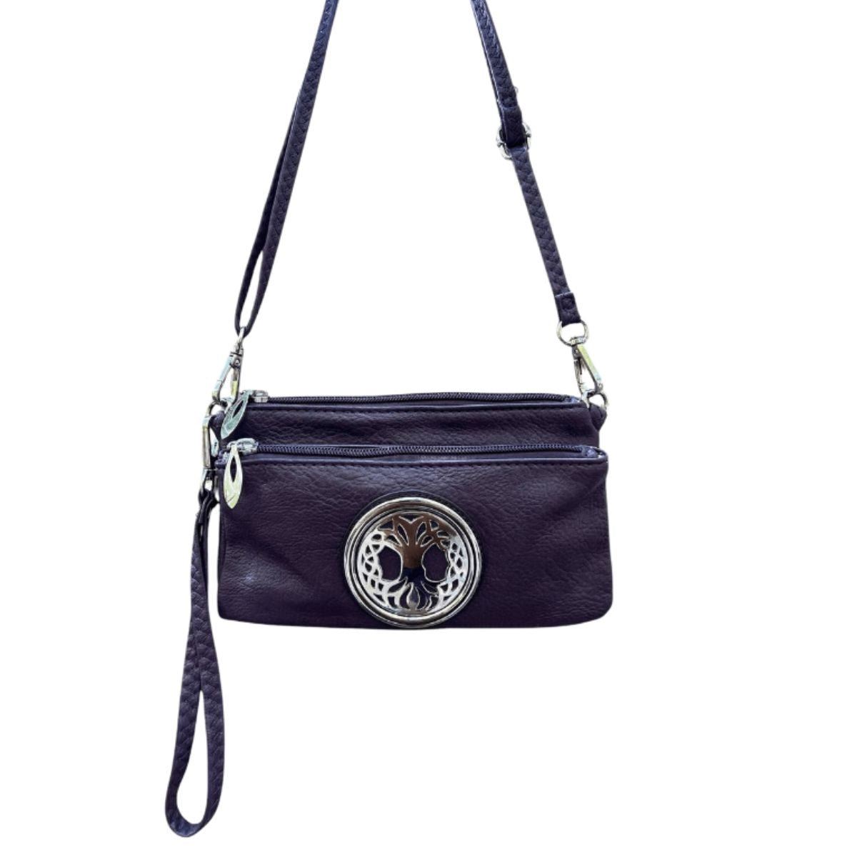 Scottish Thistle Tri Zip Pocket Bag - Purple