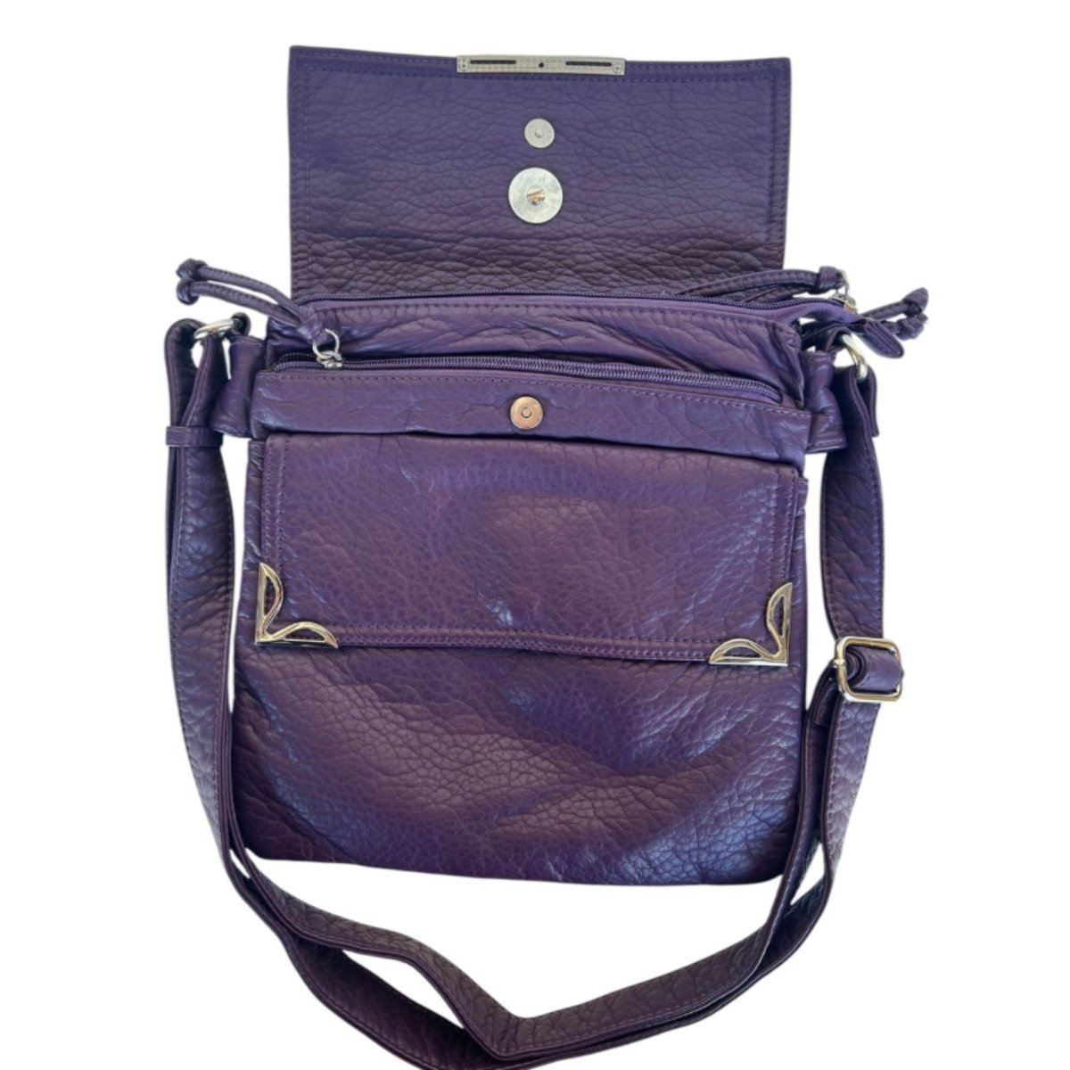 Shamrock Double Flap Crossbody Bag - Black