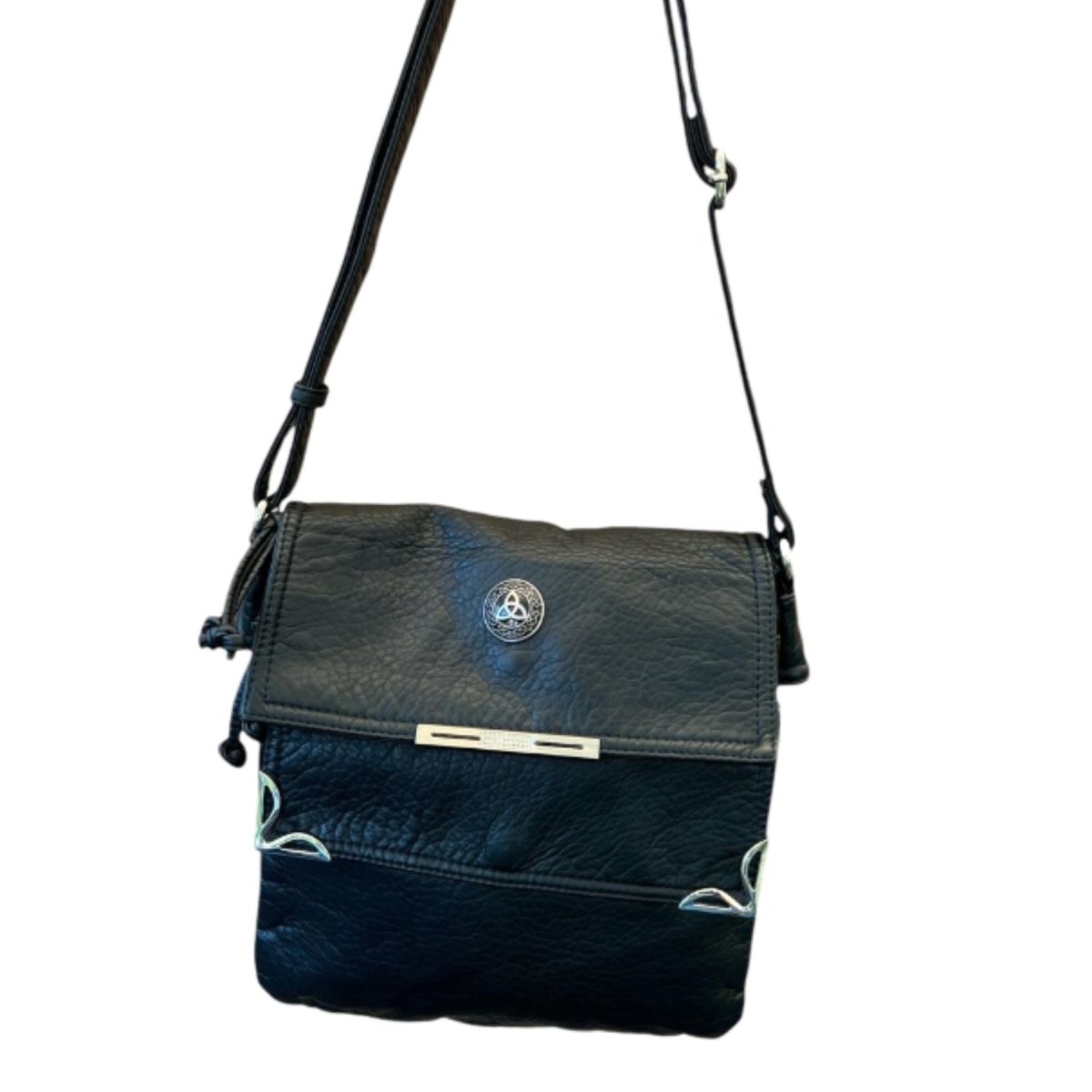 Shamrock Double Flap Crossbody Bag - Black