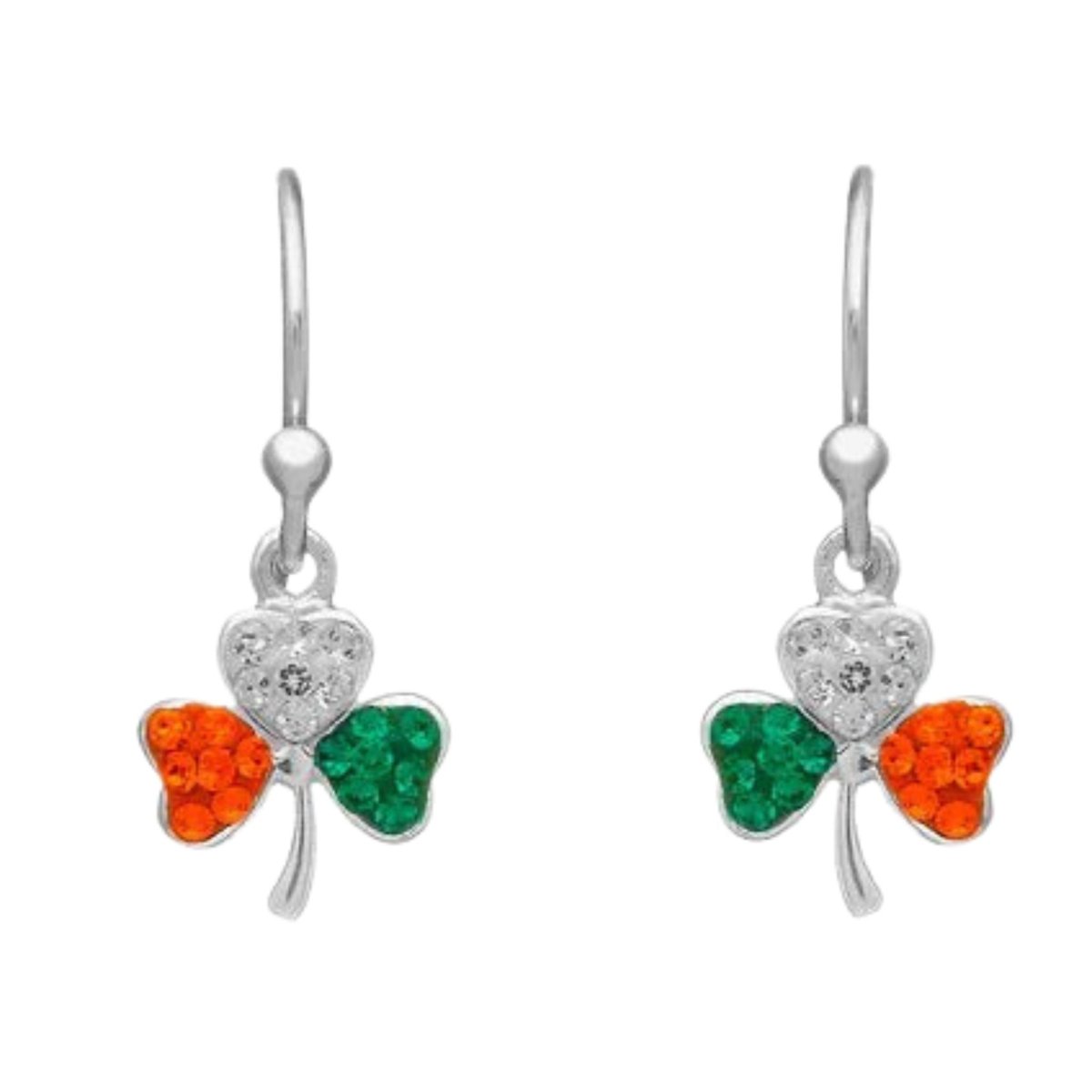 Shamrock Drop Earrings with Tricolor CZ Stones