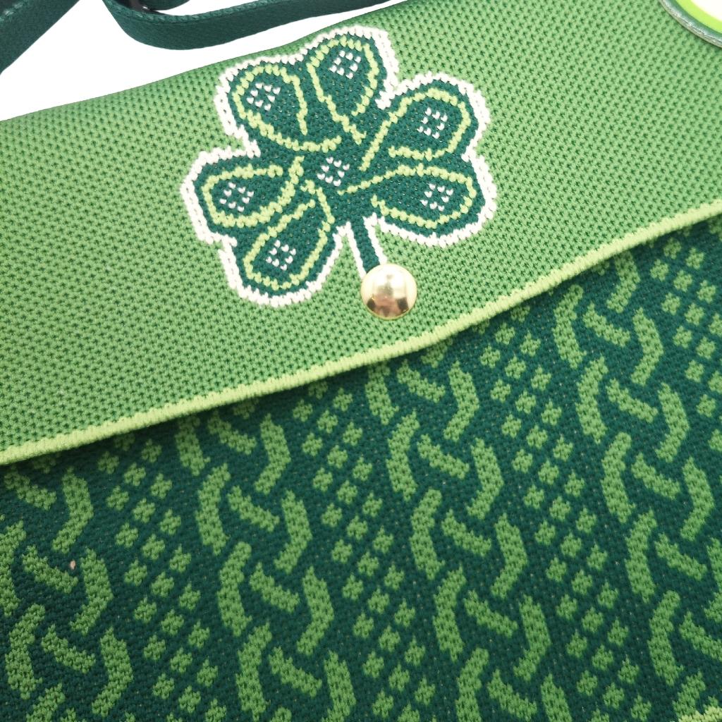 Shamrock Emblem Knit Shoulder Bag