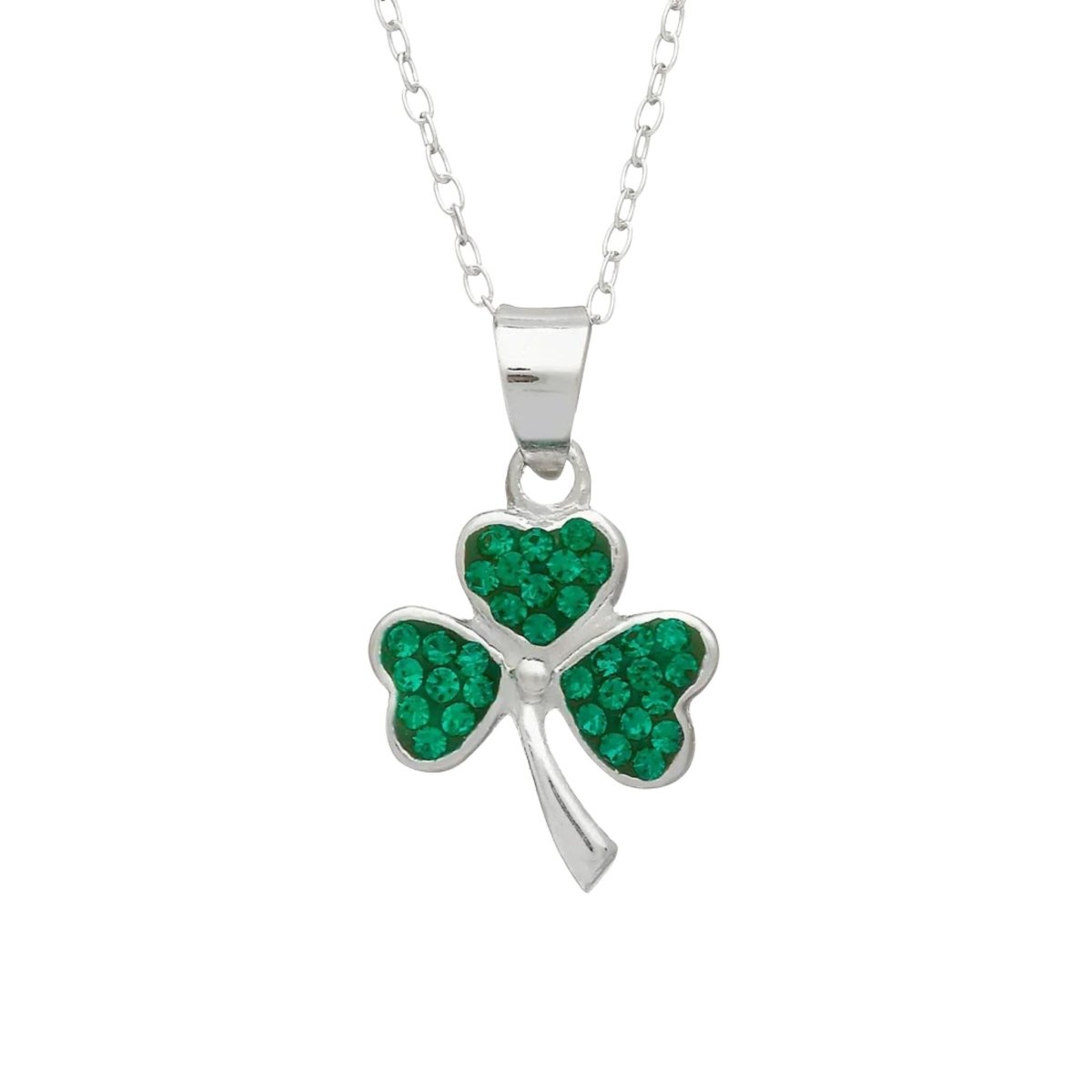 Shamrock Pendant with Green CZ Stones