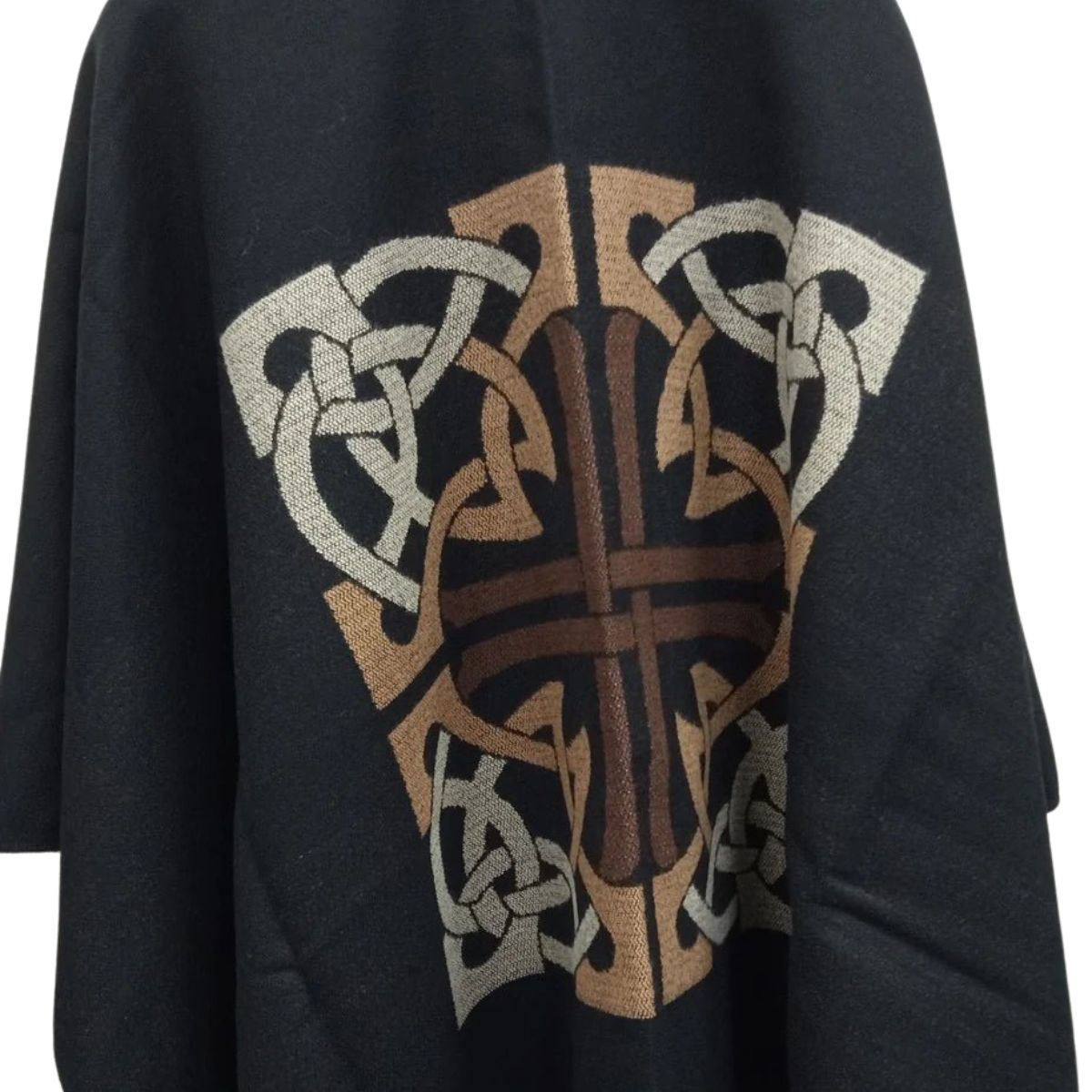 Shawl with Celtic Motif - Black/Camel