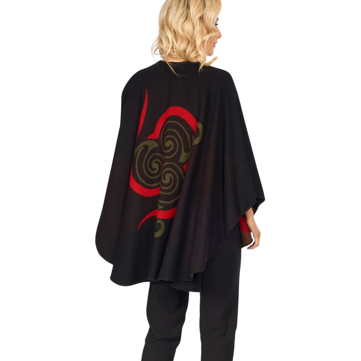 Shawl with Celtic Motif - Black/Red/Green