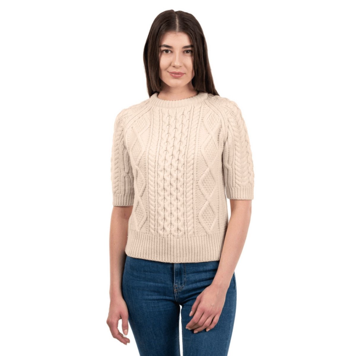Short Sleeve Cable Sweater - The Celtic Gift Store - Womens