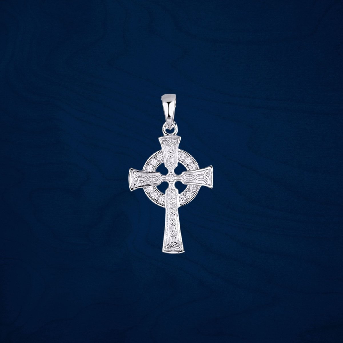 Silver Celtic Cross Necklace with CZ - Small - The Celtic Gift Store - Necklaces