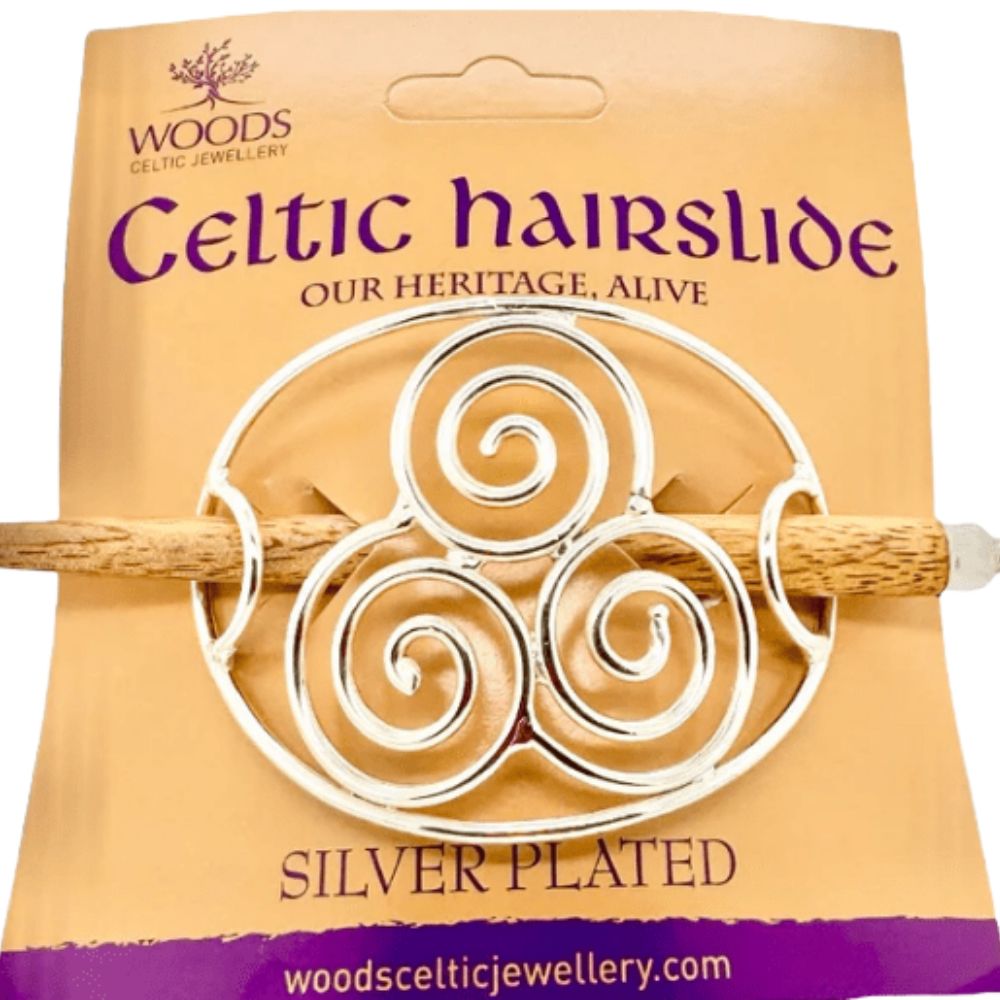 Silver Triple Spiral Hairslide (Large) - The Celtic Gift Store - Hair Accessories
