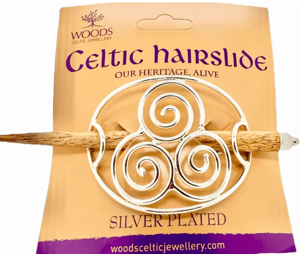 Silver Triple Spiral Hairslide (Large) - The Celtic Gift Store - Hair Accessories