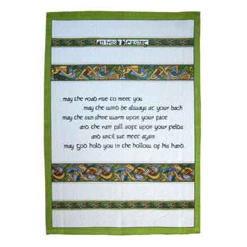Single Irish Weave Tea Towel with Irish Blessing by Tara - Decor