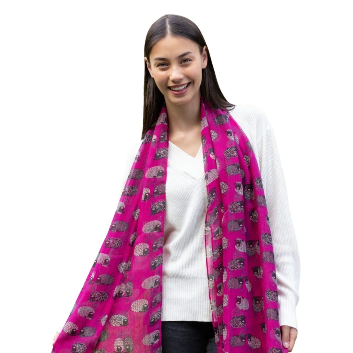 Sketched Sheep Scarf - Fuschia