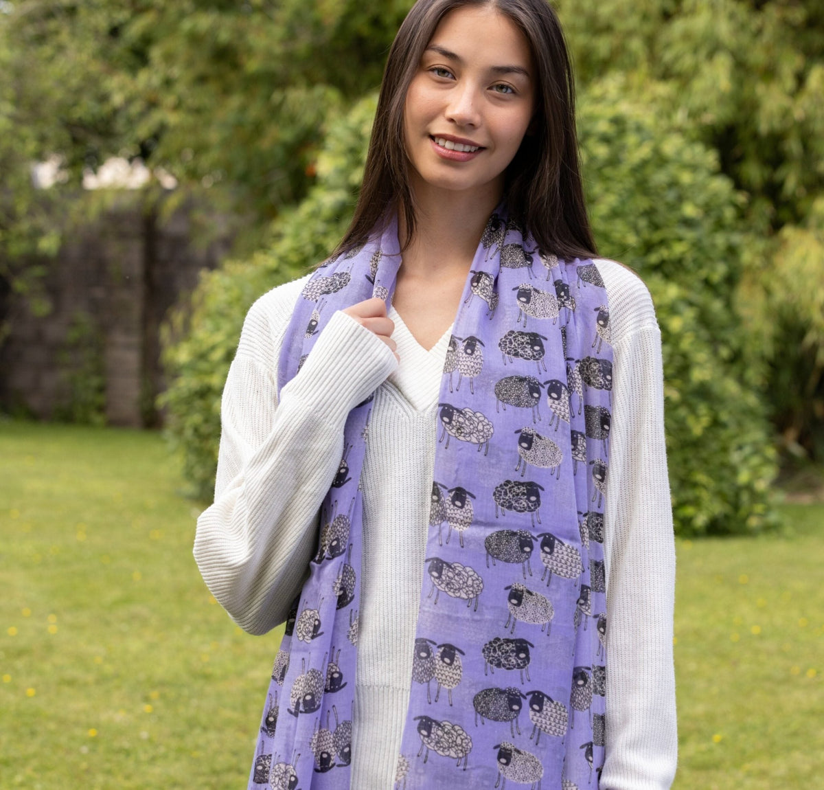 Sketched Sheep Scarf - Lilac - The Celtic Gift Store - Scarves & Shawls