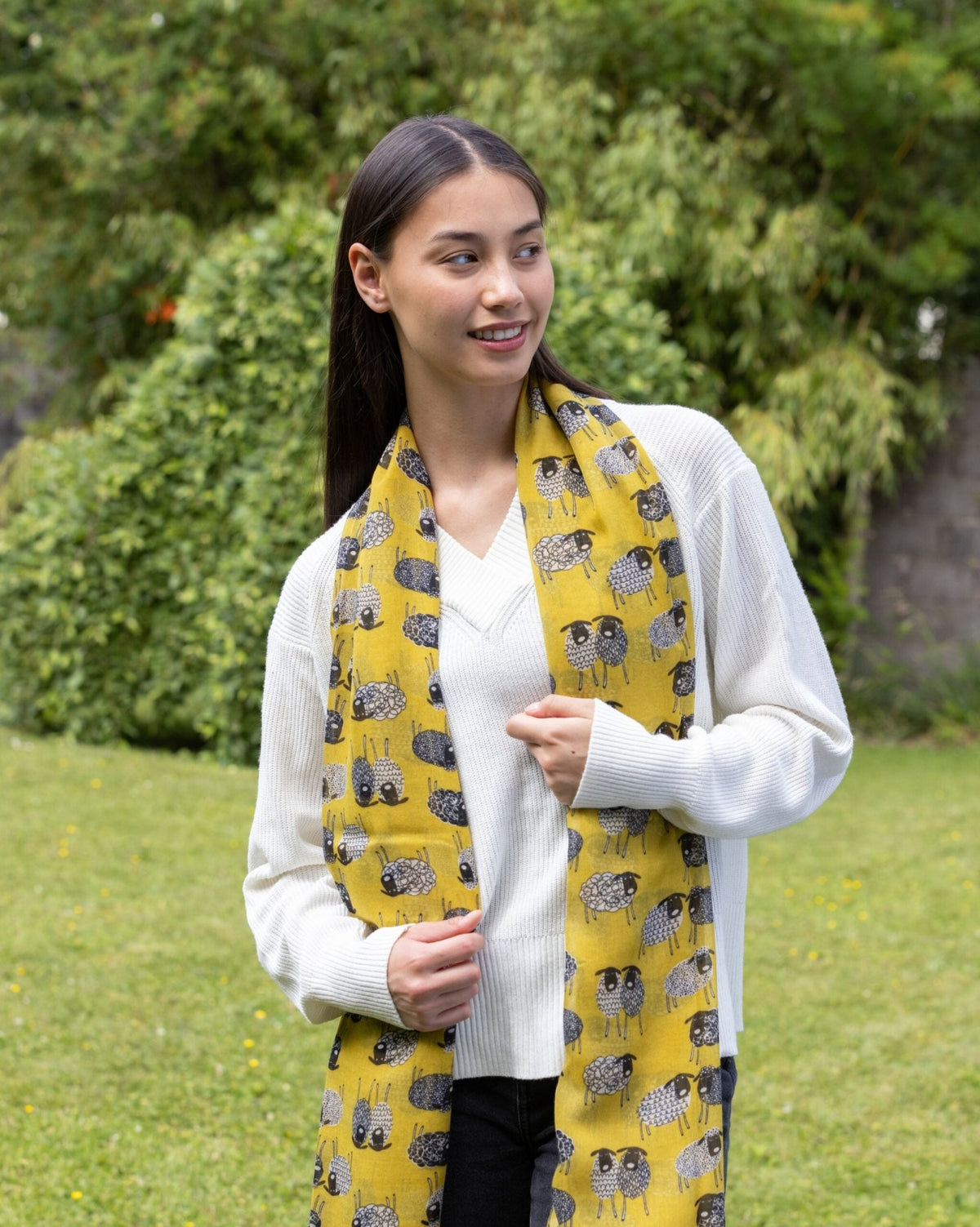 Sketched Sheep Scarf - Mustard - The Celtic Gift Store - Scarves & Shawls