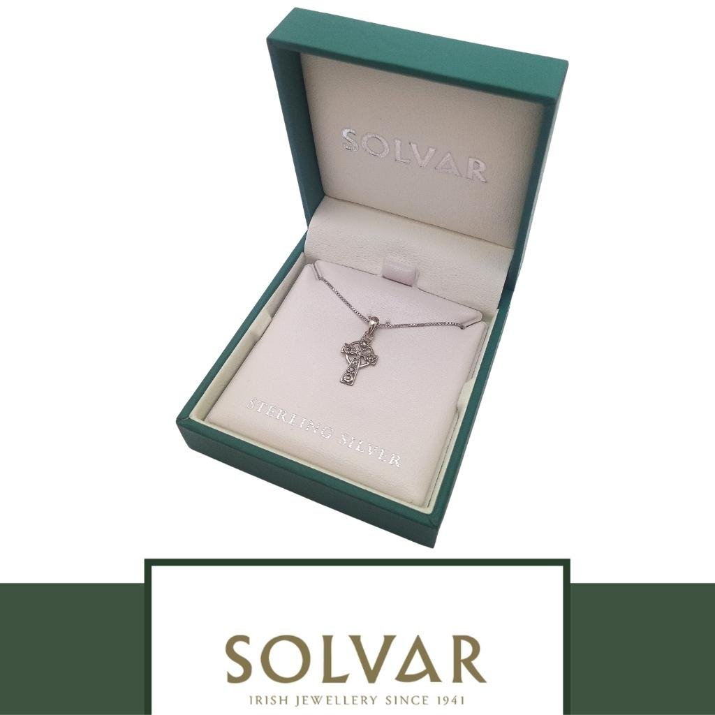 Small Marcasite and Sterling Silver Celtic Cross Necklace