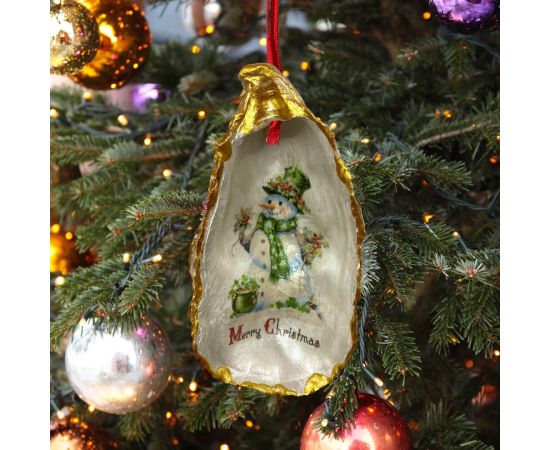 Snowman Merry Christmas Oyster Ornament - The Celtic Gift Store - 