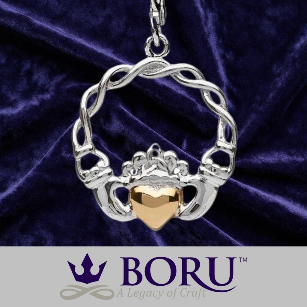 Sterling Silver 10k Gold Claddagh Drop Earrings