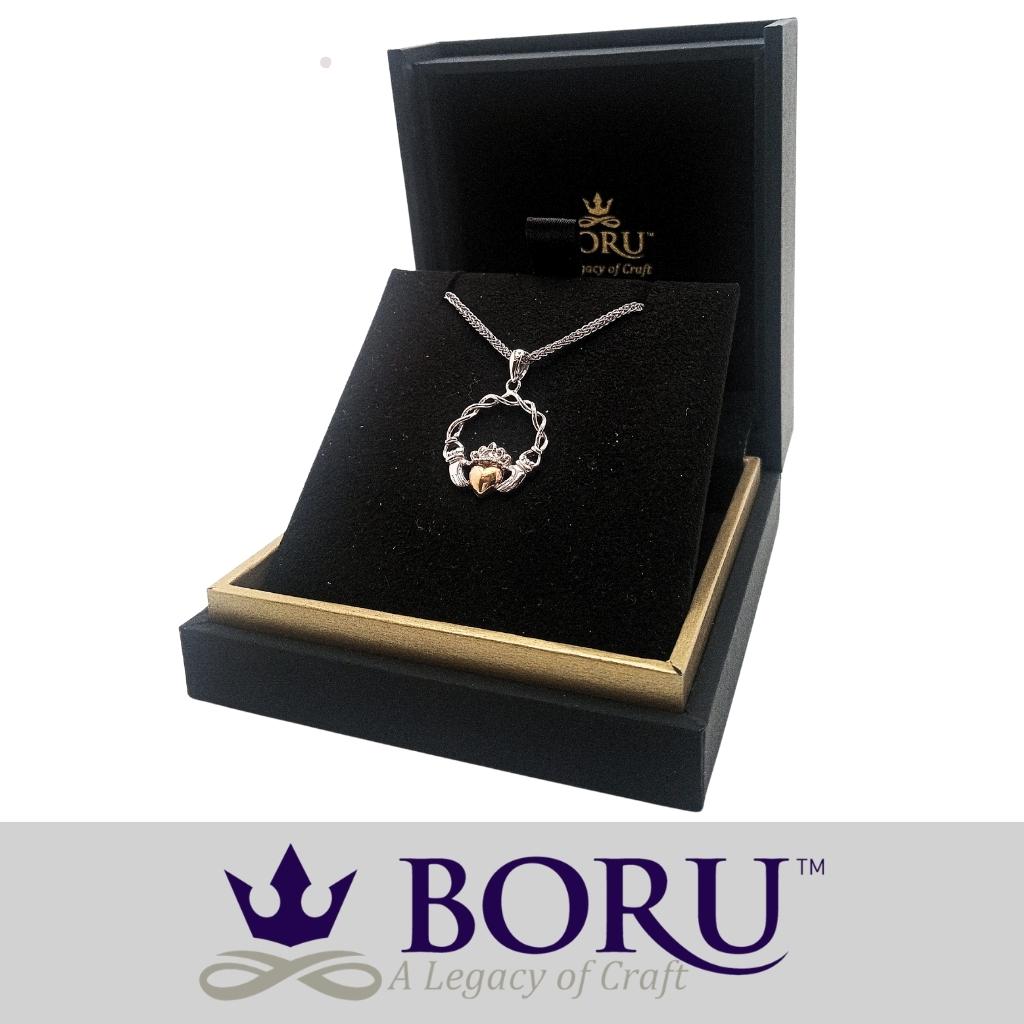 Sterling Silver 10K Gold Claddagh Necklace