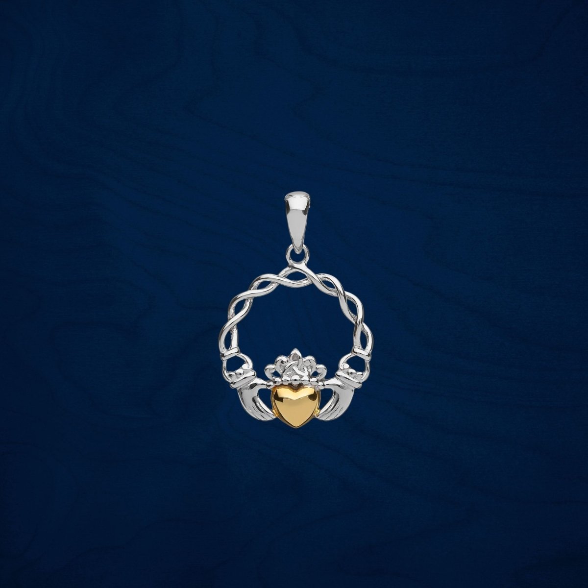 Sterling Silver 10K Gold Claddagh Necklace - The Celtic Gift Store - Necklaces