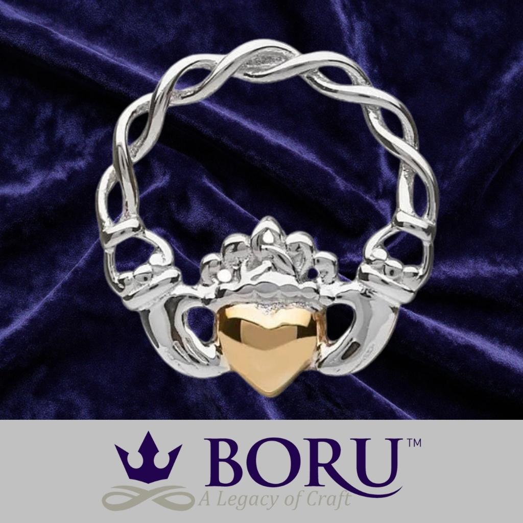 Sterling Silver 10k Gold Claddagh Stud Earrings