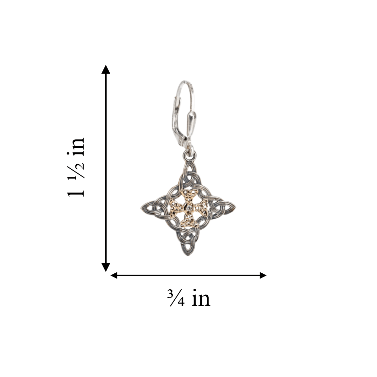 Sterling Silver and 10k Gold Celestial Cross Earrings - The Celtic Gift Store - Earrings