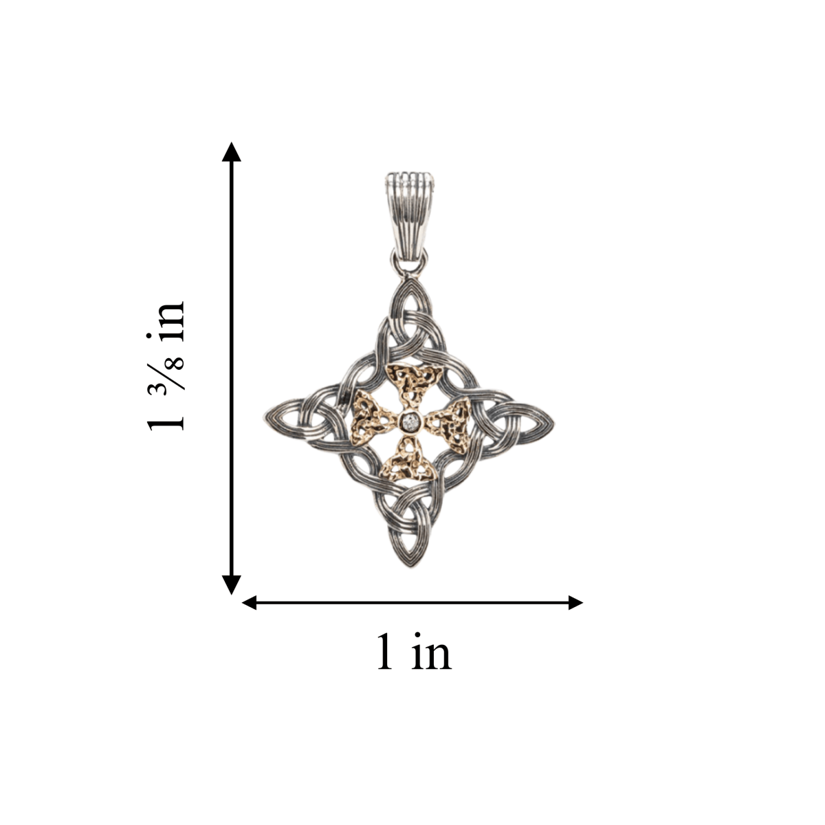 Sterling Silver and 10k Gold Celestial Cross Necklace - The Celtic Gift Store - Necklaces