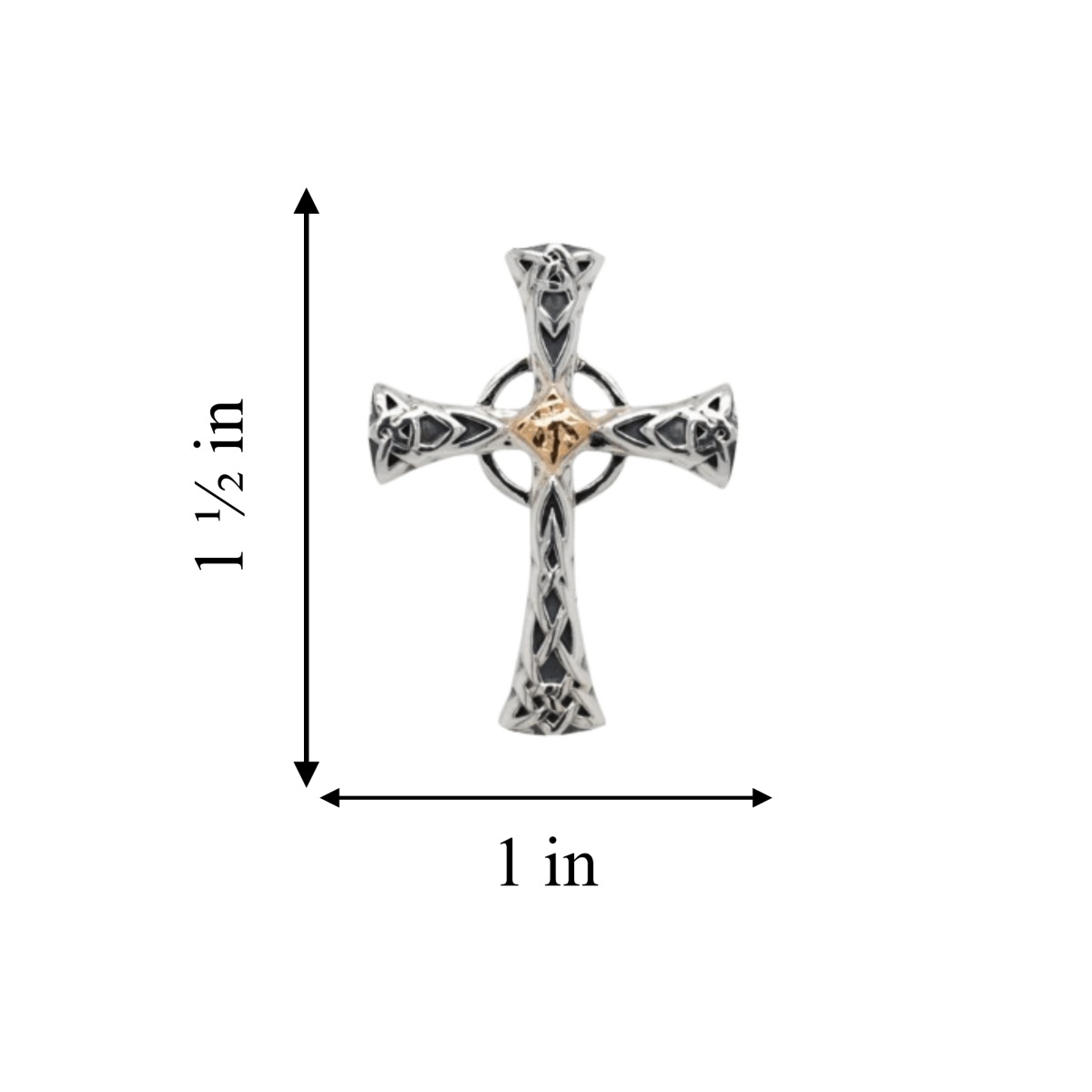 Sterling Silver and 10k Gold Celtic Cross Necklace - Small - The Celtic Gift Store - Necklaces