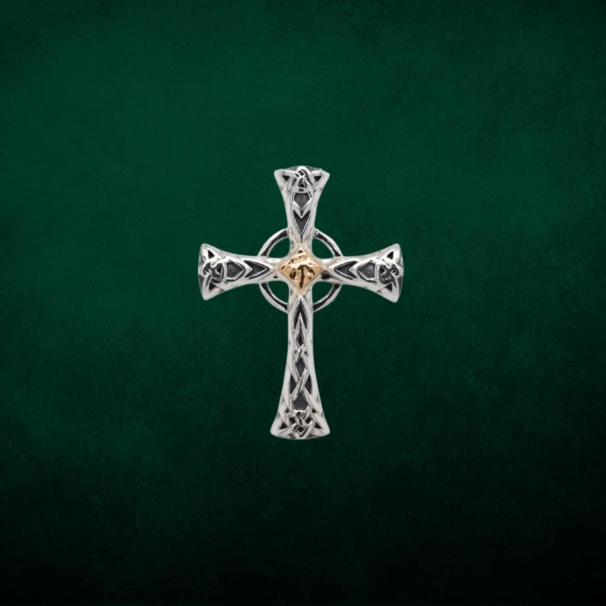 Sterling Silver and 10k Gold Celtic Cross Necklace - Small - The Celtic Gift Store - Necklaces