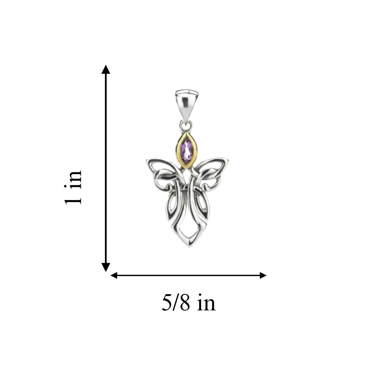 Sterling Silver and 10k Gold Celtic Guardian Angel Necklace - Amethyst - The Celtic Gift Store - Necklaces