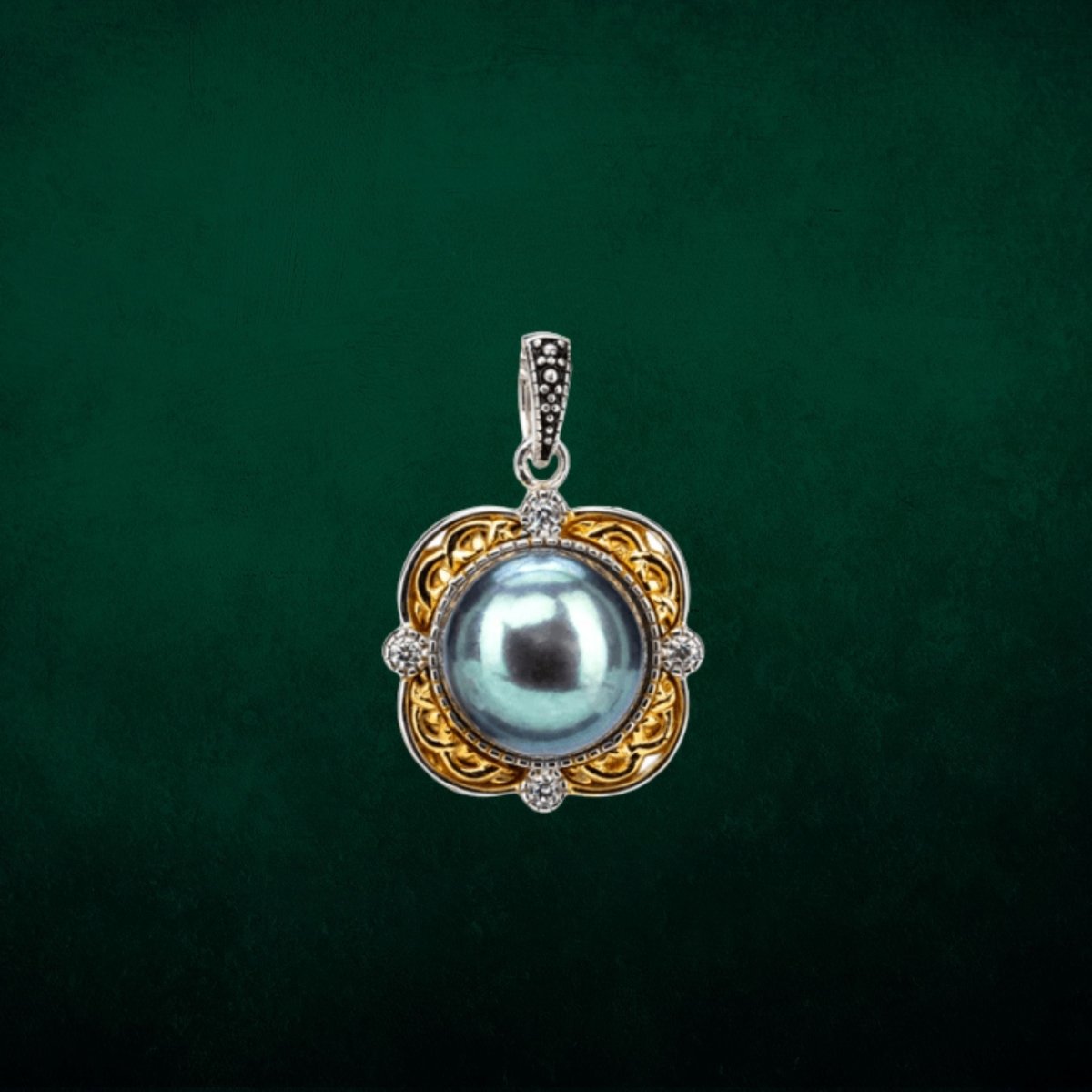 Sterling Silver and 10k Gold Celtic Knot Peacock Pearl Necklace - The Celtic Gift Store - Necklaces