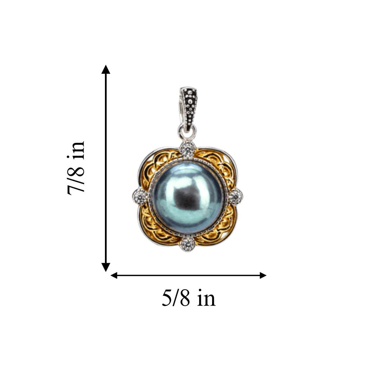 Sterling Silver and 10k Gold Celtic Knot Peacock Pearl Necklace - The Celtic Gift Store - Necklaces