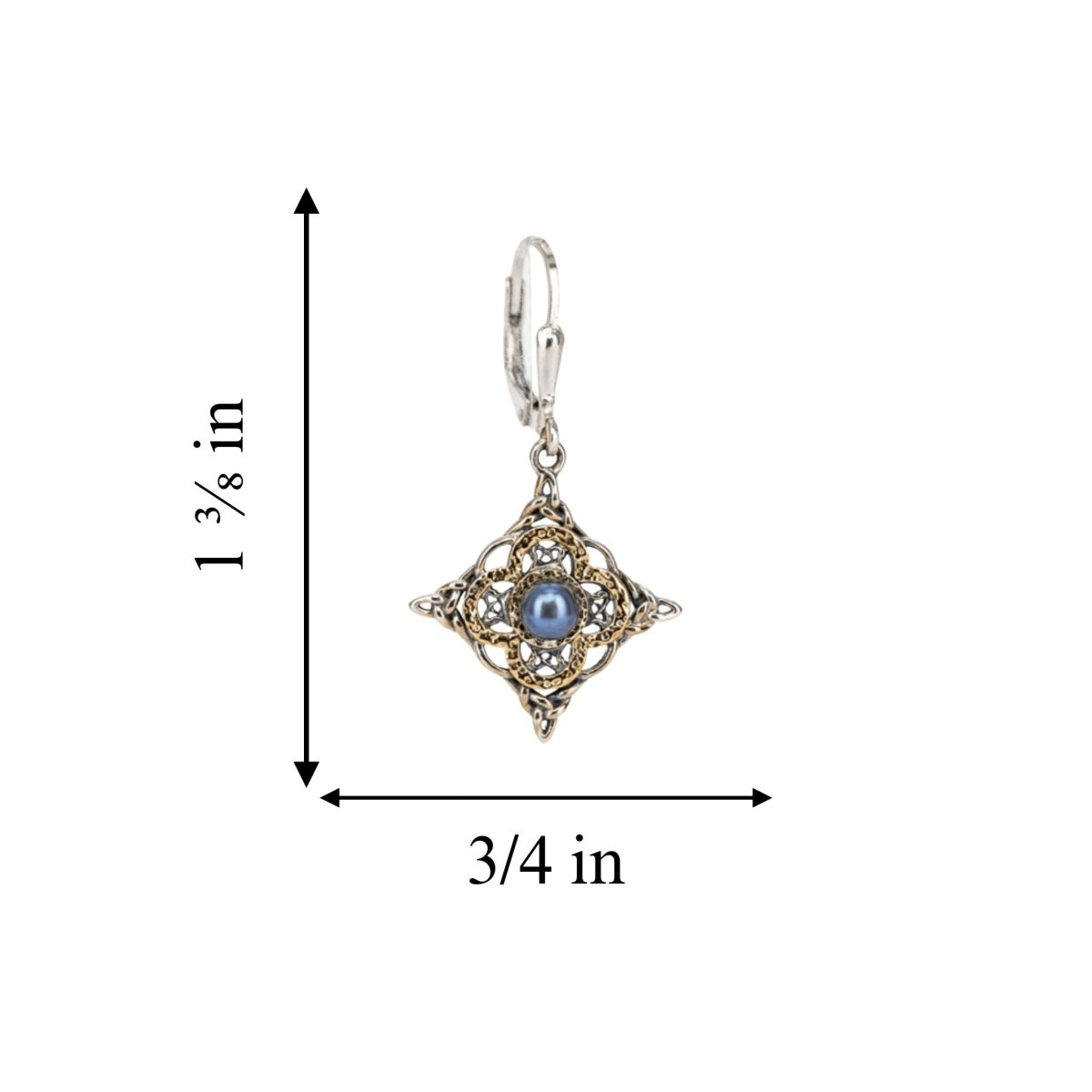 Sterling Silver and 10k Gold Celtic Star Peacock Pearl Earrings - The Celtic Gift Store - Earrings