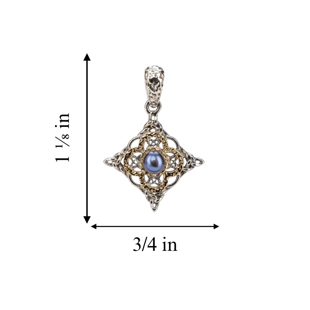 Sterling Silver and 10k Gold Celtic Star Peacock Pearl Necklace - The Celtic Gift Store - Necklaces