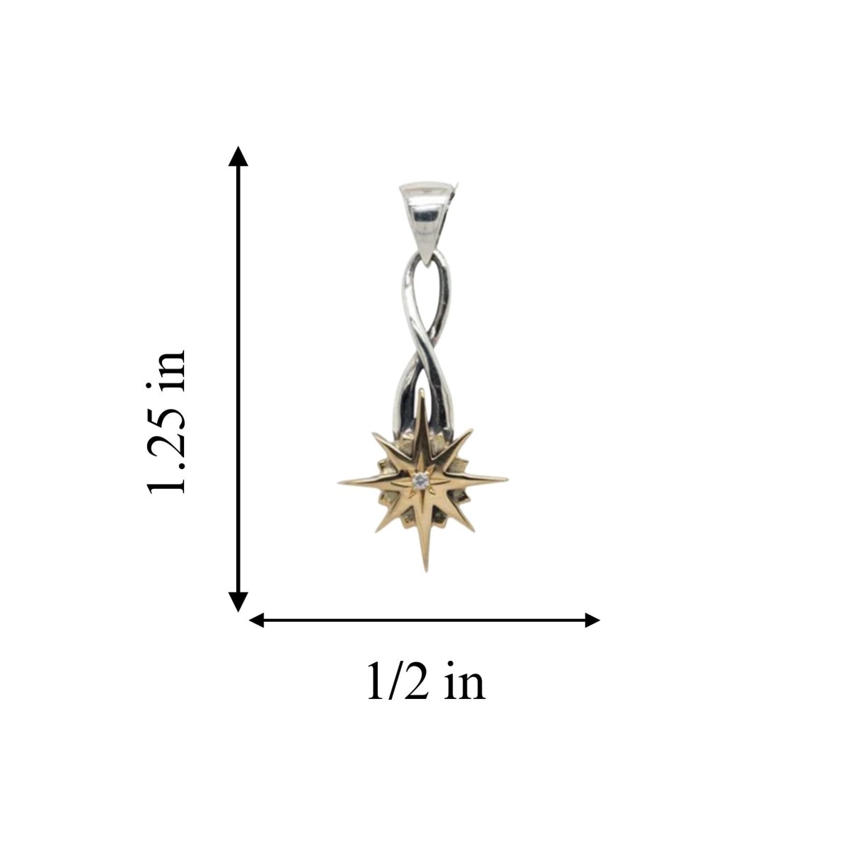 Sterling Silver and 10k Gold Falling Star Necklace with White Sapphire - The Celtic Gift Store - Necklaces