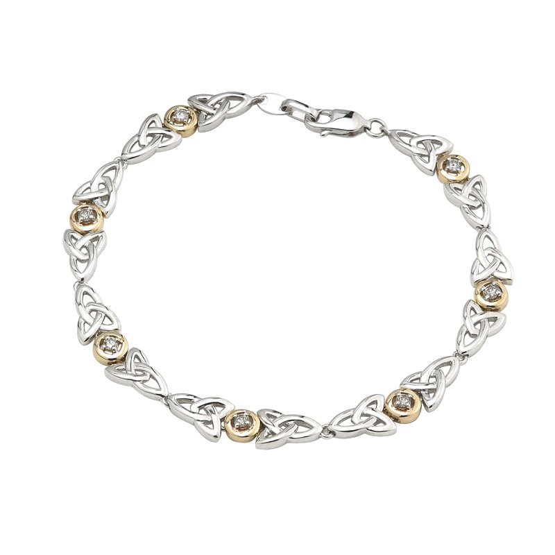 Sterling Silver and 10K Gold Trinity Knot Bracelet - The Celtic Gift Store - bracelets
