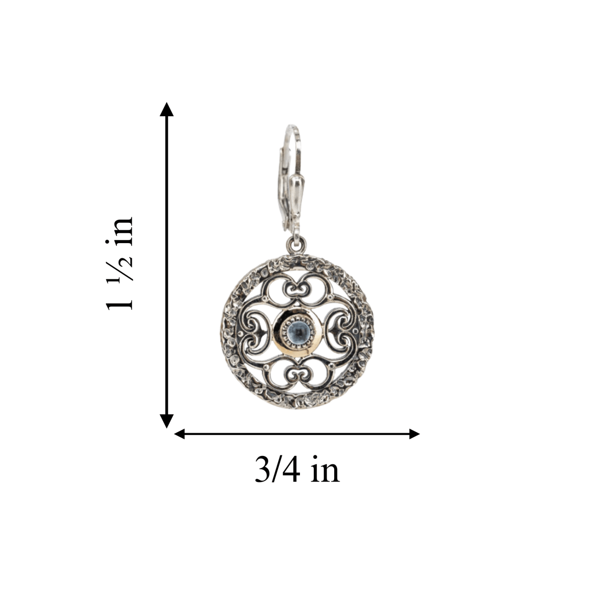 Sterling Silver and 10k Gold Whirlpool Earrings with Sky Blue Topaz - The Celtic Gift Store - Earrings