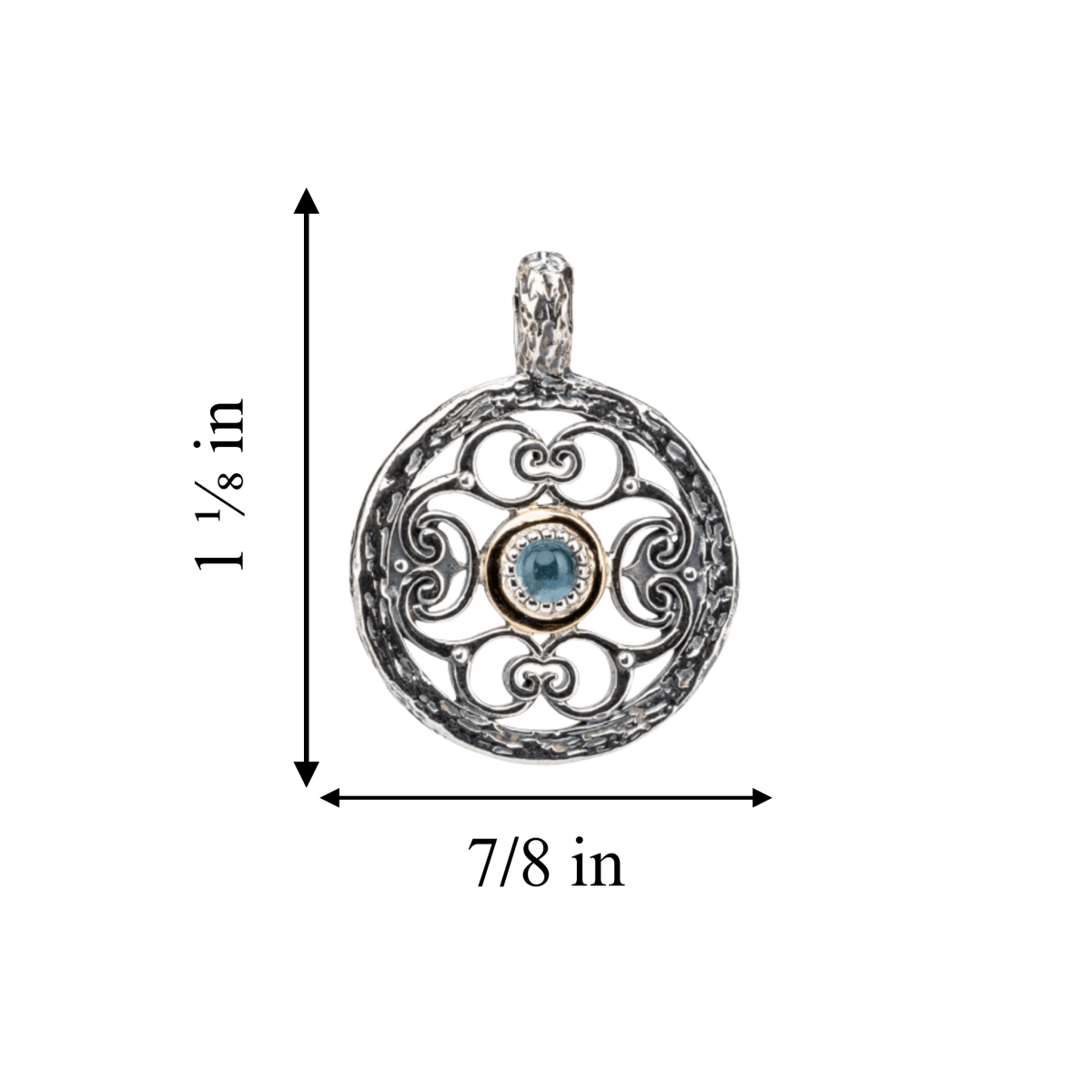Sterling Silver and 10k Gold Whirlpool Necklace with Sky Blue Topaz - The Celtic Gift Store - Earrings