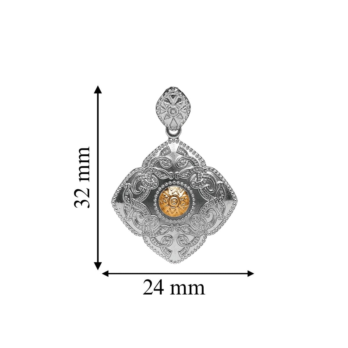 Sterling Silver and 18k Gold Celtic Kite Shield Necklace - The Celtic Gift Store - Necklaces