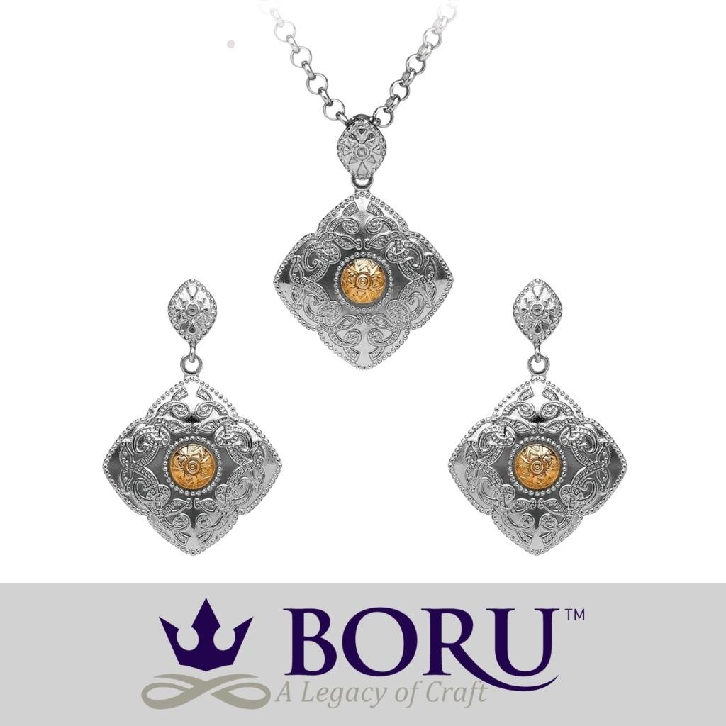 Sterling Silver and 18k Gold Celtic Kite Shield Necklace