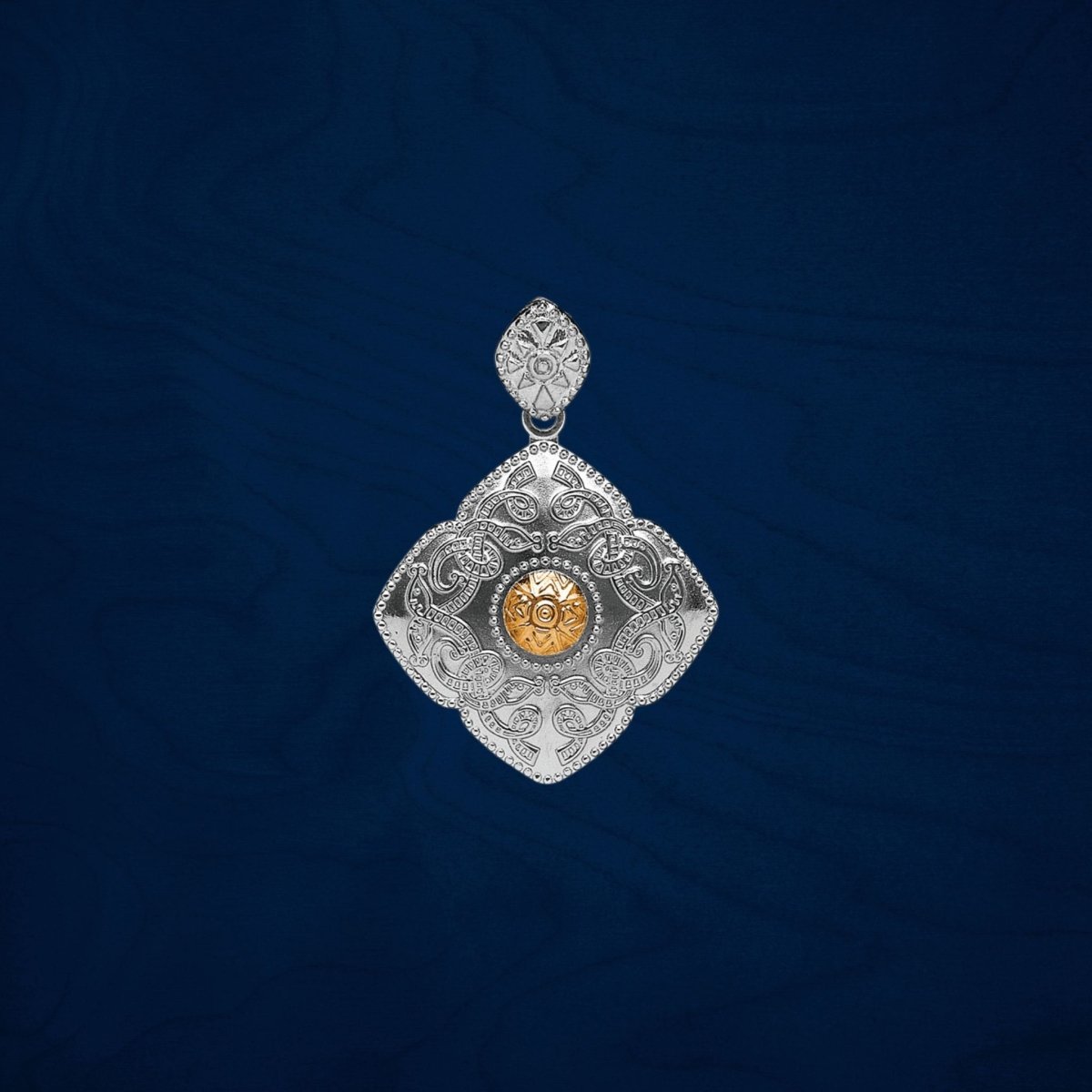 Sterling Silver and 18k Gold Celtic Kite Shield Necklace - The Celtic Gift Store - Necklaces