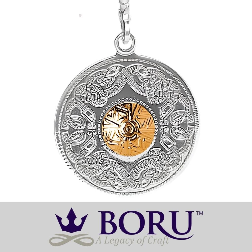 Sterling Silver and 18k Gold Celtic Shield Earrings- Medium