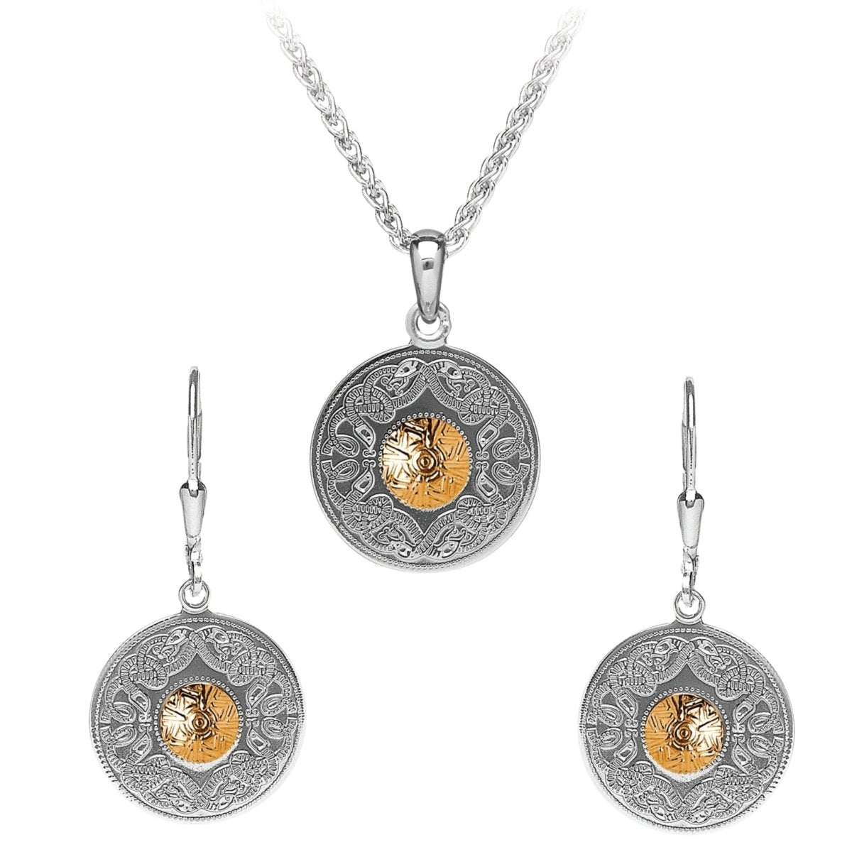 Sterling Silver and 18k Gold Celtic Shield Necklace - Medium - The Celtic Gift Store - Necklaces