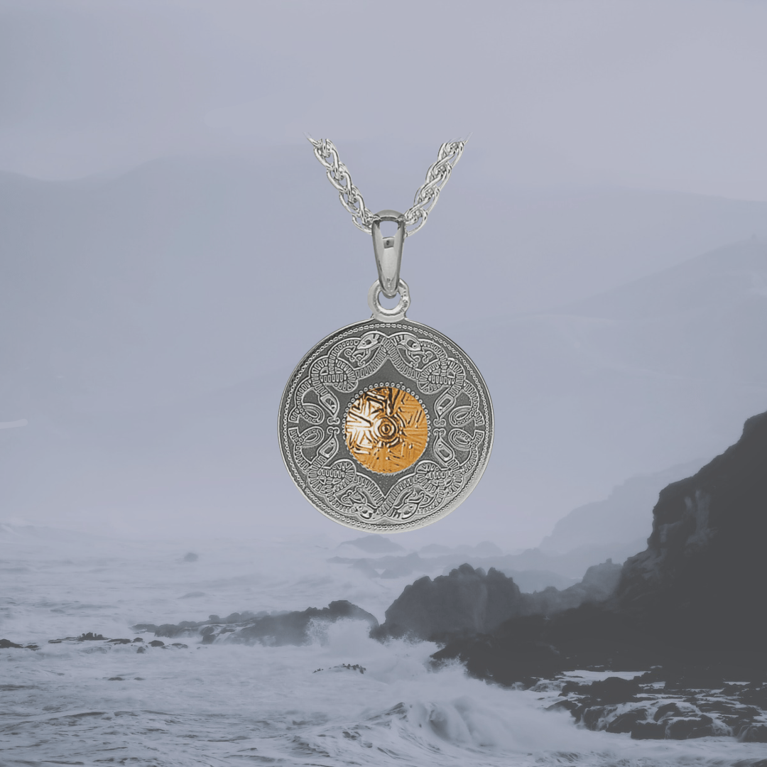 Sterling Silver and 18k Gold Celtic Shield Necklace - Medium - The Celtic Gift Store - Necklaces