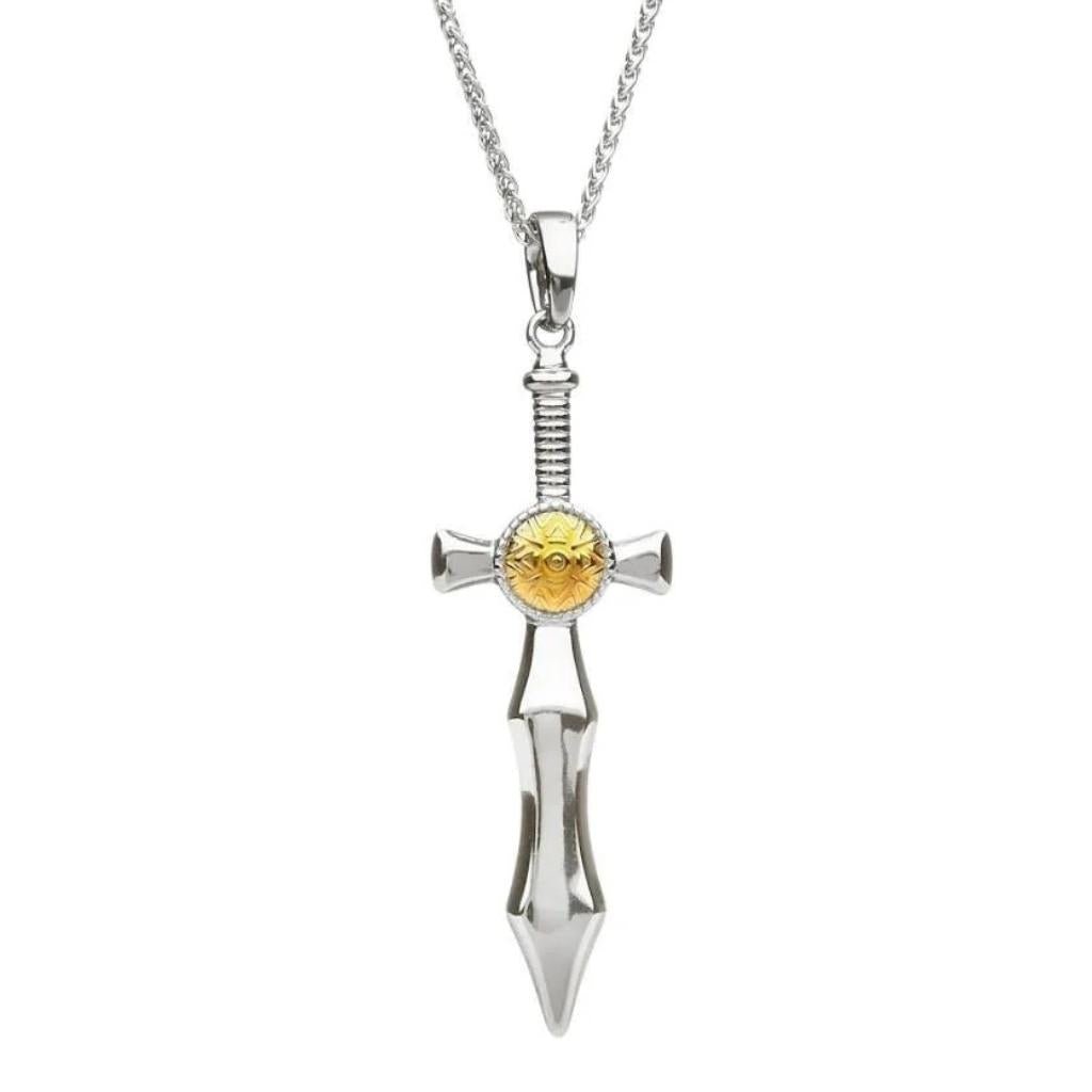 Sterling Silver and 18k Gold Nuada Sword Necklace- Small