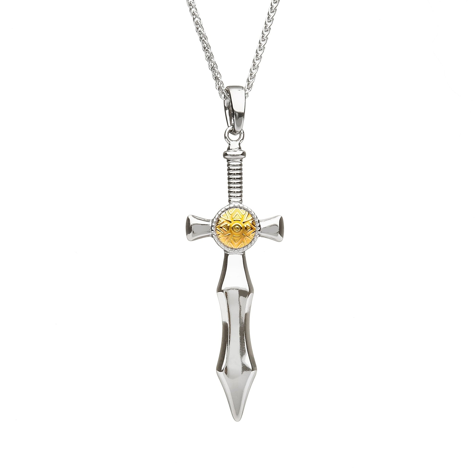 Sterling Silver and 18k Gold Nuada Sword Necklace - Small - The Celtic Gift Store - Necklaces