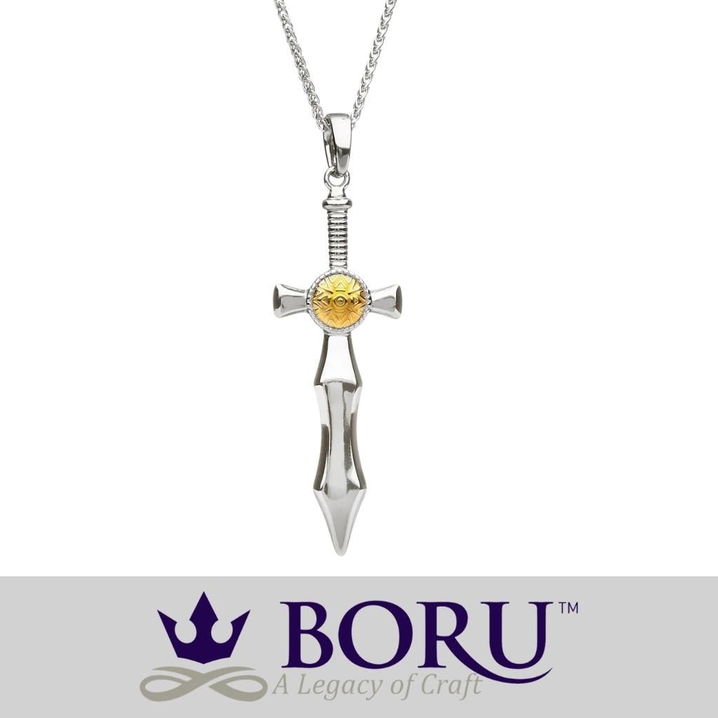Sterling Silver and 18k Gold Nuada Sword Necklace- Small